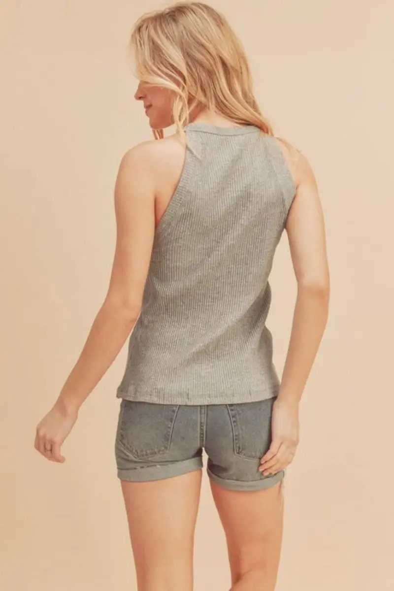 Aemi + Co Ribbed Round Neck Tank for Everyday Style - Love Salve